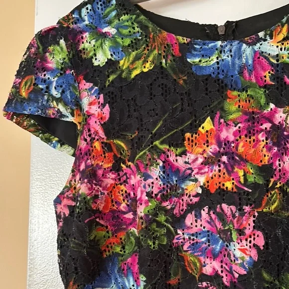 Pink and Red Flutter Sleeve Sheath Mini Dress - Picture 2 of 5